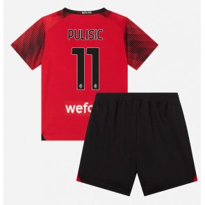 AC Milan Christian Pulisic #11 Replica Home Stadium Kit for Kids 2023-24 Short Sleeve (+ pants)